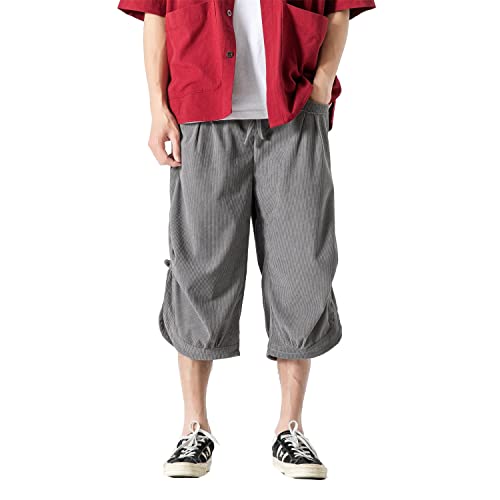 Seidarise Men's Harem Capri Pants, Wide Leg Mens Capris, Summer Linen Pants