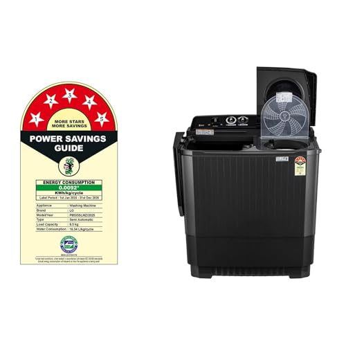 Image of LG 8.5Kg Semi Automatic Top Load Washing Machine, Roller Jet Pulsator + Soak,(P8535SLMZ, Full Black)