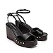DREAM PAIRS Wedge Sandals for Women,Dressy Platform Square-Toe Ankle Buckle Studded Fashion Sandals for Summer,Size 9,Black,SDWS26001W