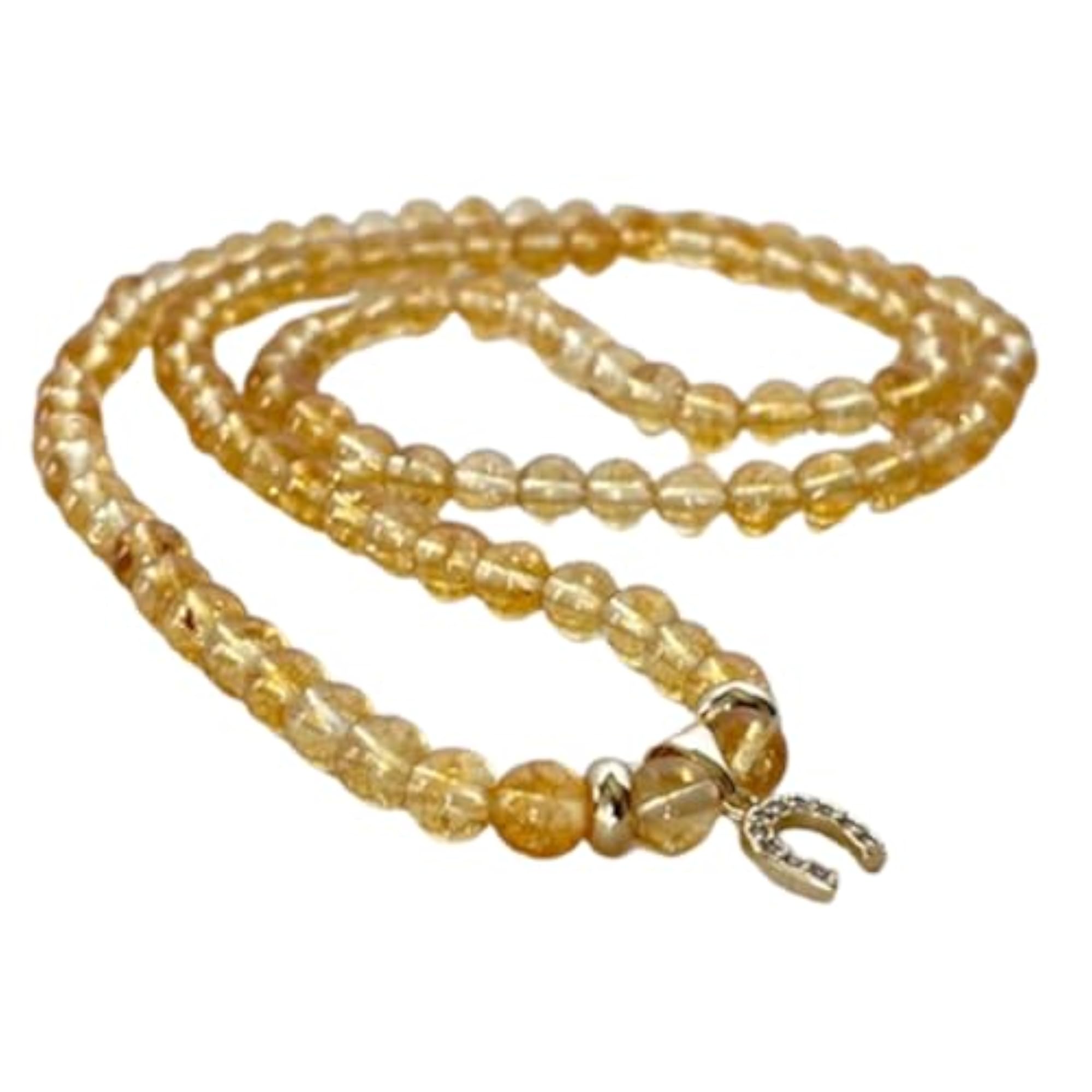 Natural Citrine 6MM Beaded Prayer Mala Necklace