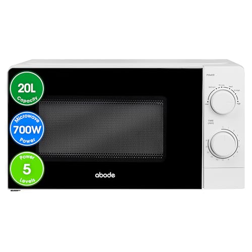 Abode Touch Control Microwave 20 Litre Black Digital 700W with Clock & Timer, 5 Auto Cook Settings & Defrost, 10 Power Levels AMT2012B (Manual, White) - Image 9