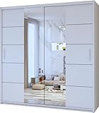 FURNITUREWAVE Eden Stylish Sliding Wardrobe Modern Storage Solution for Your Bedroom (White, 150cm)