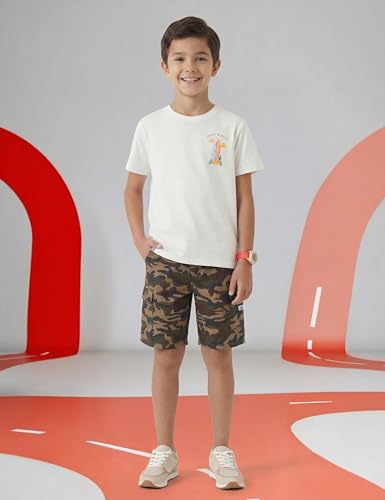 Image of Amazon Brand - Symbol Boy's Cotton Chino /Cargo Shorts | Elasticated Waistband | Age 6-14 Years