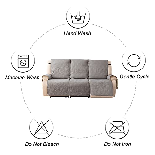 Genina Couch Cover For Reclining Couch 3 Seat Non-Slip, Recliner Sofa Covers For 3 Cushion Couch, Furniture Protector Cover With Elastic Straps For Pets, Kids, Dogs (Light Gray, Recliner Sofa) #TOP6