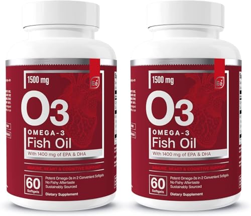 Essential Elements Omega-3 Fish Oil Supplement with EPA & DHA | Fatty Acids for Immune, Heart & Cognitive Support | Omega-3 Fish Oil 120 Softgels (2-Pack)