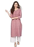 rytras Women's Rayon Printed Straight Kurti(RYT103_Pink_Large)