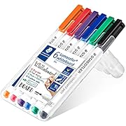 STAEDTLER 301 WP6 Whiteboard Pen Lumocolor (Strichbreite M (ca. 1 mm), trocken und rückstandsfrei abwischbar, schnelltrocknend, hohe Qualität, ideal für kleine Whiteboards, Box mit 6 Farben)