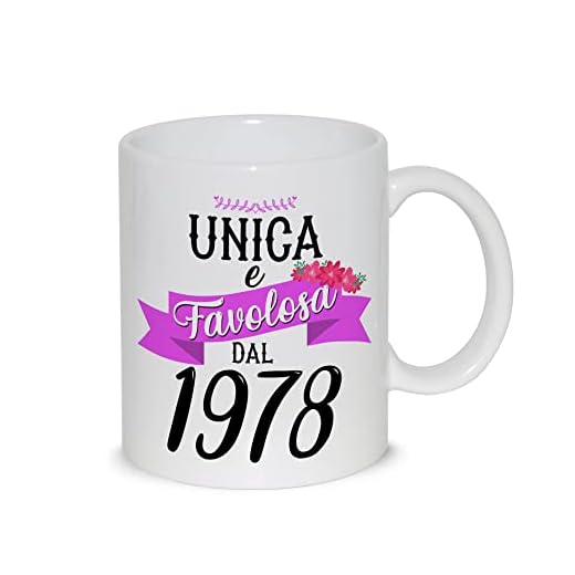 Taza de desayuno con leche de té con diseño gráfico – Única y fabulosa desde 1978 año de nacimiento – idea regalo cumpleaños Navidad mamá amiga hermana abuela tía
