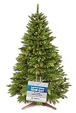 Premium Weihnachtsbaum künstlich 180cm TESTSIEGER - Naturgetreue Spritzguss Elemente, Made in EU - Künstlicher Weihnachtsbaum mit Holzständer und Aufbewahrungstasche –Tannenbaum künstlich Pure Living