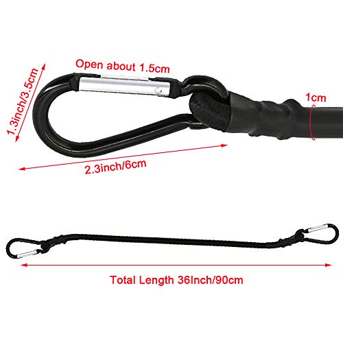 Rio Direct Bungee Cords With Carabiner Hooks - Heavy Duty Latex Bungee Straps - Strong Elastic Bungee Rope For Outdoor Camping, Tarps, Tents, Bike Rack, Luggage - Black - 36 Inch 2 Packs #TOP1