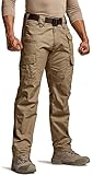 CQR Men's Tactical Pants, Water Resistant Ripstop Cargo Pants, Lightweight EDC Work Hiking Pants, Outdoor Apparel, Duratex Mag Pocket Coyote, 42W x 32L