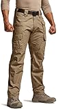 CQR Men's Tactical Pants, Water Resistant Ripstop Cargo Pants, Lightweight EDC Work Hiking Pants, Outdoor Apparel, Duratex Mag Pocket Coyote, 30W x 32L -  Tesla Gears