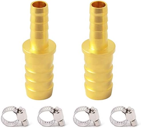 Brass Hose Barb Reducer, 3/8" to 3/16" Hose ID, Reducing Barbed Hose Splicer Mender Coupler Warter Fuel Air (Pack of 2)