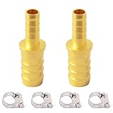 Metaland Brass Hose Barb Reducer, 3/8' to 1/4' Hose ID, Reducing Barbed Hose Splicer Mender Coupler Warter Fuel Air (Pack of 2)