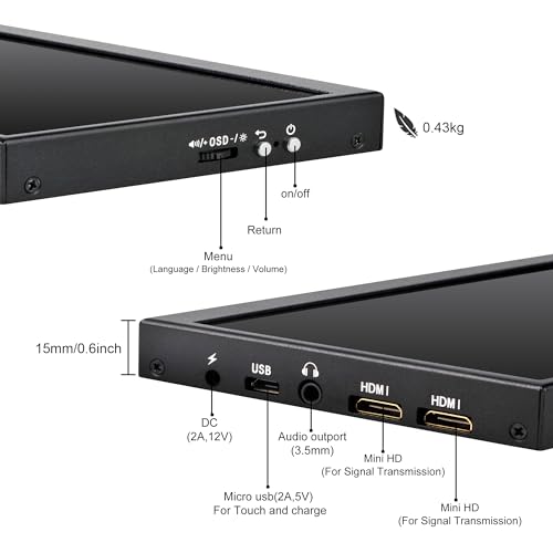 Image of wisecoco 12.6 Inch Secondary Screen FHD IPS Stretched Bar LCD Display 1920X515 Mini HDMI for Laptop Computer Health Speed Windows Aida64 Sub CPU GPU Display (No Touch Monitor)