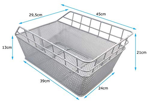 Fahrradkorb XXL Schultaschenkorb Silber Einkaufskorb Gepäckträgerkorb 45x29,5x21 cm