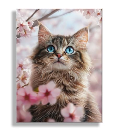 Peinture par Numéro Adultes Chat : Kit DIY 70x100cm avec Pinceaux et Acryliques
