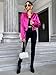 Verdusa Women's Bomber Satin Lightweight Jacket Drop Shoulder Long Sleeve Zip Up Outerwear Neon pink X-Small