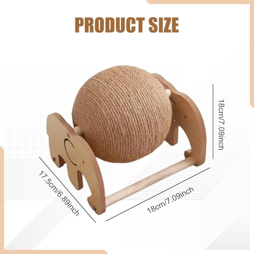 Pelota rascadora de madera noble y sisal resistente para felinos 3