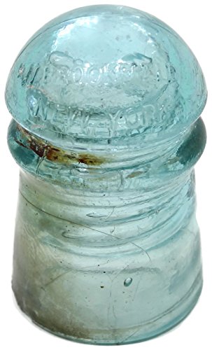 W Brookfield Blue Green Antique Glass Insulator New York