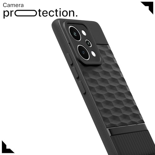 Image of Pikkme Back Cover for Realme P4 Power 5G Camera Protection 3D Hexa Cube Design Silicone Protective Bumper Case (Black)