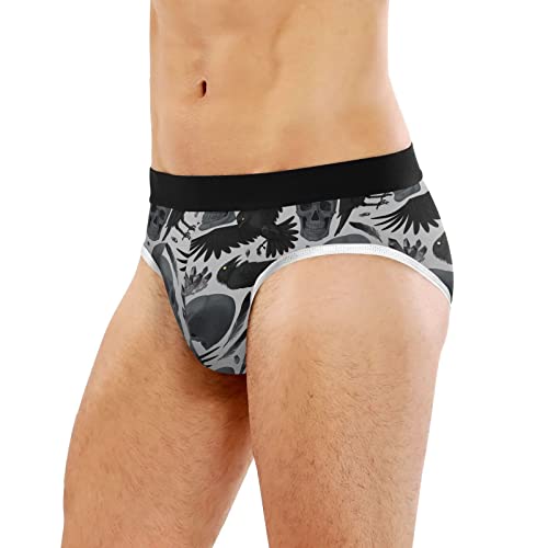 Men's Underwear Briefs Comfort Soft Stretch Classic Fit Skull Crow Darkness Briefs with Contour Pouch4