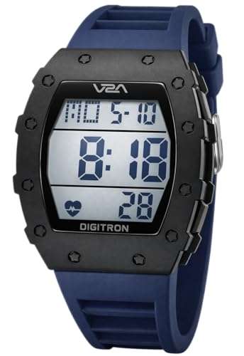 Image of V2A Digitron 2118 Tonneau Sports Watch for Men & Boys | Rugged Design | Big Dial | Alarm, Stopwatch, 12 /24H | 3 ATM Water Resistant | Luminous Display | Sports, Fitness, Outdoor & Training | Gifts for Men & Boy