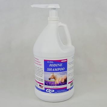 SU-PER Iodine Shampoo for Horses - Deep Cleaning, Non-Staining, Biodegradable - Equine Skin Conditioning Shampoo - 1 Gallon + Pump