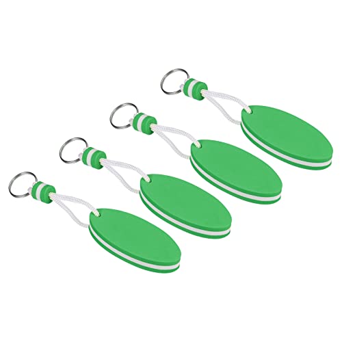 PATIKIL Floating Keychain, 4 Pack Sports Buoy Key Rings Oval Buoyant Keyrings Marine Sailing Key Holder for Fishing Kayaking Green