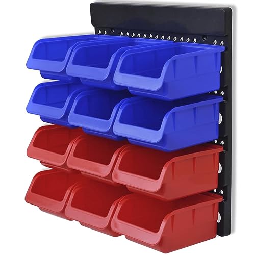 ARKEM Wall Mounted Storage Bins Backboard DIY Stackable Workshop Storage for Tools Hardwares Crafts Plastic Bin Panel Rack with Screws for Tool Shed Garage Workshop,2 pcs Blue & Red Wall Mounted Garag - Image 5