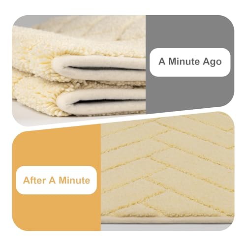 Image of hicorfe Indoor Doormat,Front Back Door Mat Rubber Backing Non Slip Door Mats 20 inchx48 inch Absorbent Resist Dirt Entrance Doormat Inside Floor Mats for Entryway Washable Low-Profile(Cream Yellow)