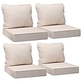 AAAAAcessories Outdoor Deep Seat Cushions, Waterproof, Fade-Resistant Patio Furniture Replacement Cushions, 24' x 24' x 5', Set of 4, Khaki Beige