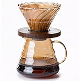 Cafeteira manual v60 jarra vidro borossilicato 600ml com suporte