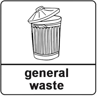 4 x General Waste - Info Recycling Sign Removable Self Adhesive Waterproof Durable Vinyl Label Sticker 150mm x 150mm