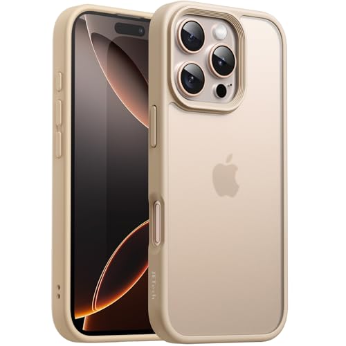 Image of JETech Matte Cover Case for iPhone 16 Pro Max 6.9-Inch, Shockproof Military Grade Drop Protection, Frosted Translucent Back Phone Cover, Anti-Fingerprint (Desert Titanium)