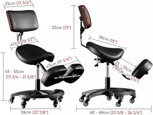 Sillón ergonómico con altura ajustable, respaldo, reposapiés y diseño rodante para uso profesional