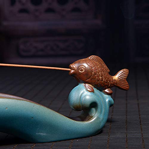 Nagu Fish Incense Stick Holder, Cute Ceramic Double Incense Burner, Funny Long Incense Ash Tray For Home Decoration,Yoga,Meditation,Tea #TOP3