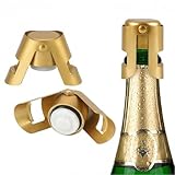 2PCS Champagne Sealer Stopper, 2Pack Stainless Steel Sparkling Wine Bottle Plug Sealer Set with a Short Sealing Plug,Gifts Accessories for Champagne(Gold)