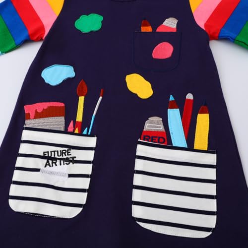 Hongshilian Girls Cartoon Dress Applique Party Dresses Casual Jersey Cotton Long-Sleeved3