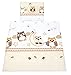 TupTam Biancheria da Letto per Carrozzina e Culla da 4 pezzi, Gufi Beige, 80x80 cm