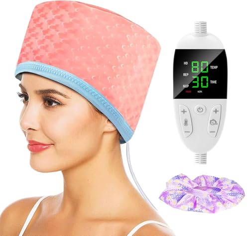 Biutee Casque Chauffant Cheveux Vapeur Soin Bonnet Chauffant Cheveux Soin Cheveux Bonnet Chauffant Casques chauffant Cheveux (Rose)
