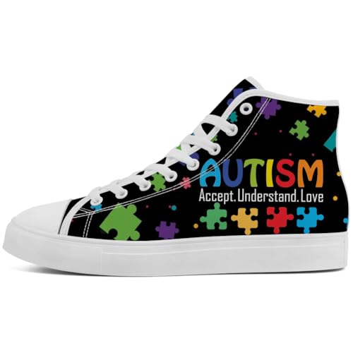 Women's Autism Awareness High Tops Canvas Shoes Autism High Top Sneakers Lace Up Casual Shoes Gifts for Girlfriend Ladies3