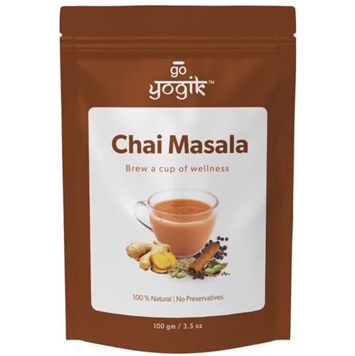Chai Tea Spice Masala-100g/80cups | Go-Yogik Aromatic Chai Powder| Real Indian Taste |Caffiene Free | Vegan | Gluten Free| Zero Sugar, No Tea leaves| Ayurveda Backed