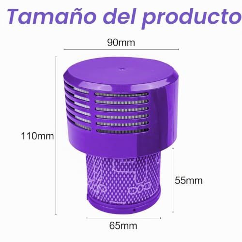 Miniatura 2 de Fousenuk 2 Piezas Filtro Compatible Con Dyson V10, Repuestos Aspiradora Origin, Cyclone, Animal, Absolute, Total Clean Pieza De Repuesto, Filtros Lavables De Reemplazo Compatible Y Reutilizable