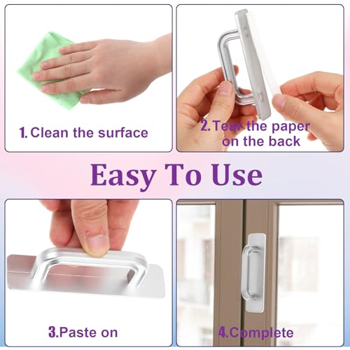 Yuomeaz 2 Stück Selbstklebende Schrankgriffe, Ser Kunststoff Balkontürgriff ohne Bohren, Möbelgriff Außen zum Kleben für Fenster, Schublade, Schrank, Möbel Hardware