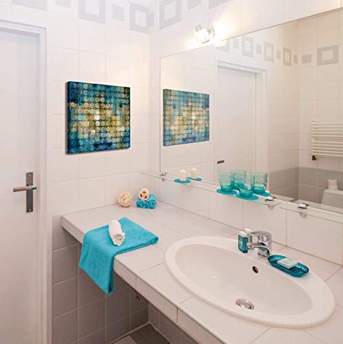 Abstract Blue Wall Art Decoration Dense Circle Picture Modern Canvas Prints Artwork For Bathroom Bedroom Living Room Home Office Decor Size 14X14 #TOP2