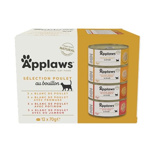 Applaws Alimentation humide pour chat, Poulet en bouillon, 12 x 70g
