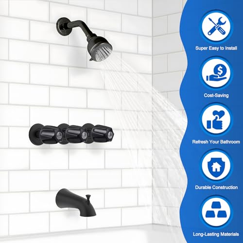 image for Dreyoo 3 Piece Shower Knob Replacement Compatible with Price/pfister V