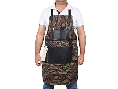 Aaron Reserve One Size Fits Utility Apron | Adjustable Cross-Back Straps | Multi-Use Shop Apron With Tool Pockets