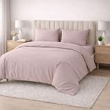Meteorwi Home - Funda Nordica Cama 135 Microfibra Cepillada Suave – Juego de 4 Piezas con Funda de Edredon 220x220cm, Sabana Bajera 135x200cm, 2 Fundas de Almohada 45x70cm (Rosa Empolvado, Cama 135cm)